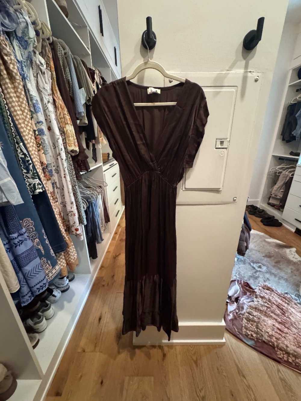 Brown silk dress